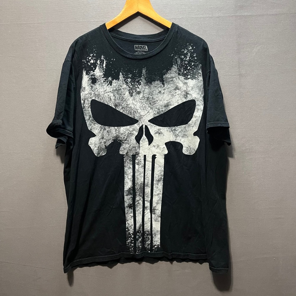 Marvel The Punisher Skull Graphic T-Shirt Mens XL Black Distressed Frank Castle